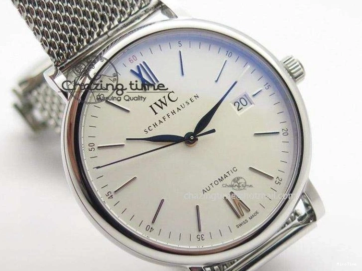 MIROTIME 0116 Portofino SCHAFFHAUSEN SS MKF 1:1 Best Edition White Dial On Mesh Bracelet A TravelReady 7341